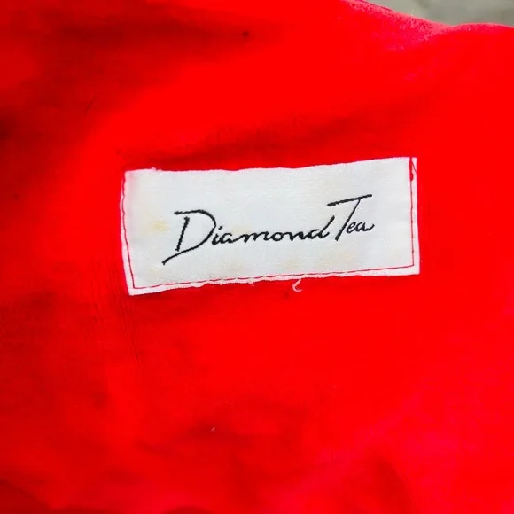 Diamond Tea Red Button Down Robe/ Dressing Gown